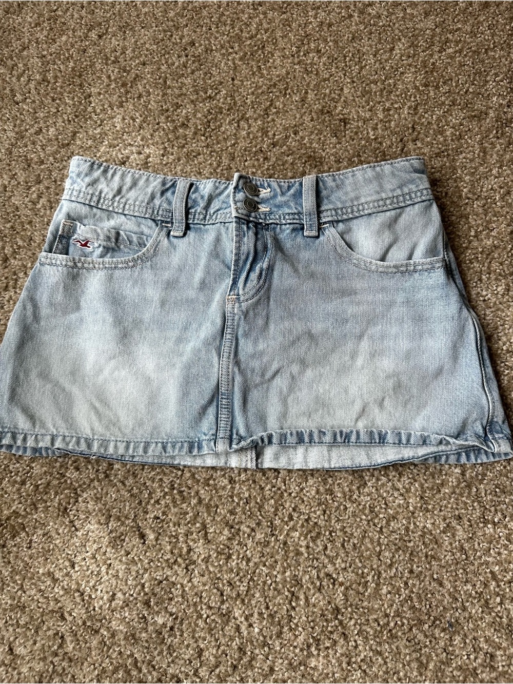 Hollister Washed Light Blue Denim Mini Skirt